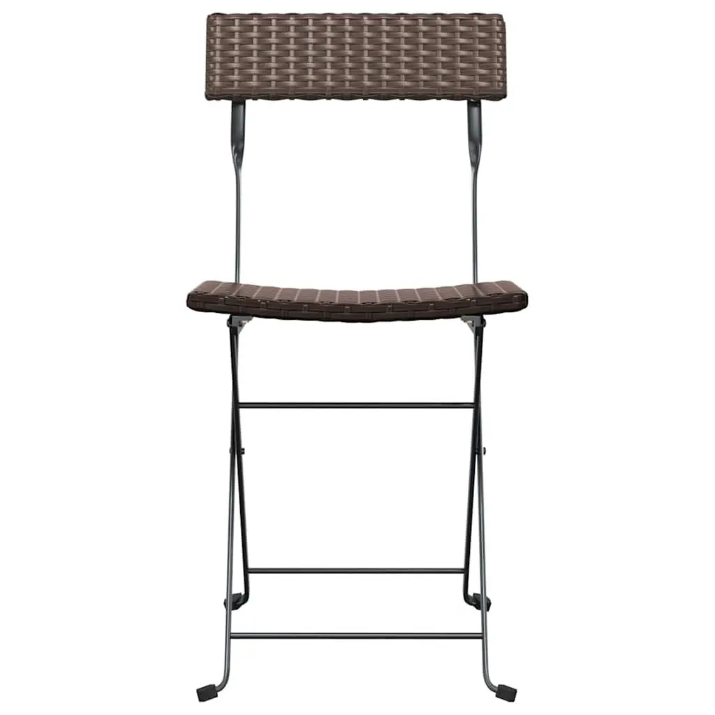 Folding Bistro Chairs 2pcs Outdoor Garden Seating PE Rattan Steel Frame Brown