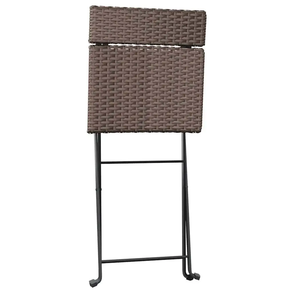 Folding Bistro Chairs 2pcs Outdoor Garden Seating PE Rattan Steel Frame Brown