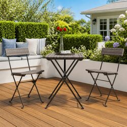 Grey Folding Bistro Chairs for Outdoor Enjoyment - 2 Pack