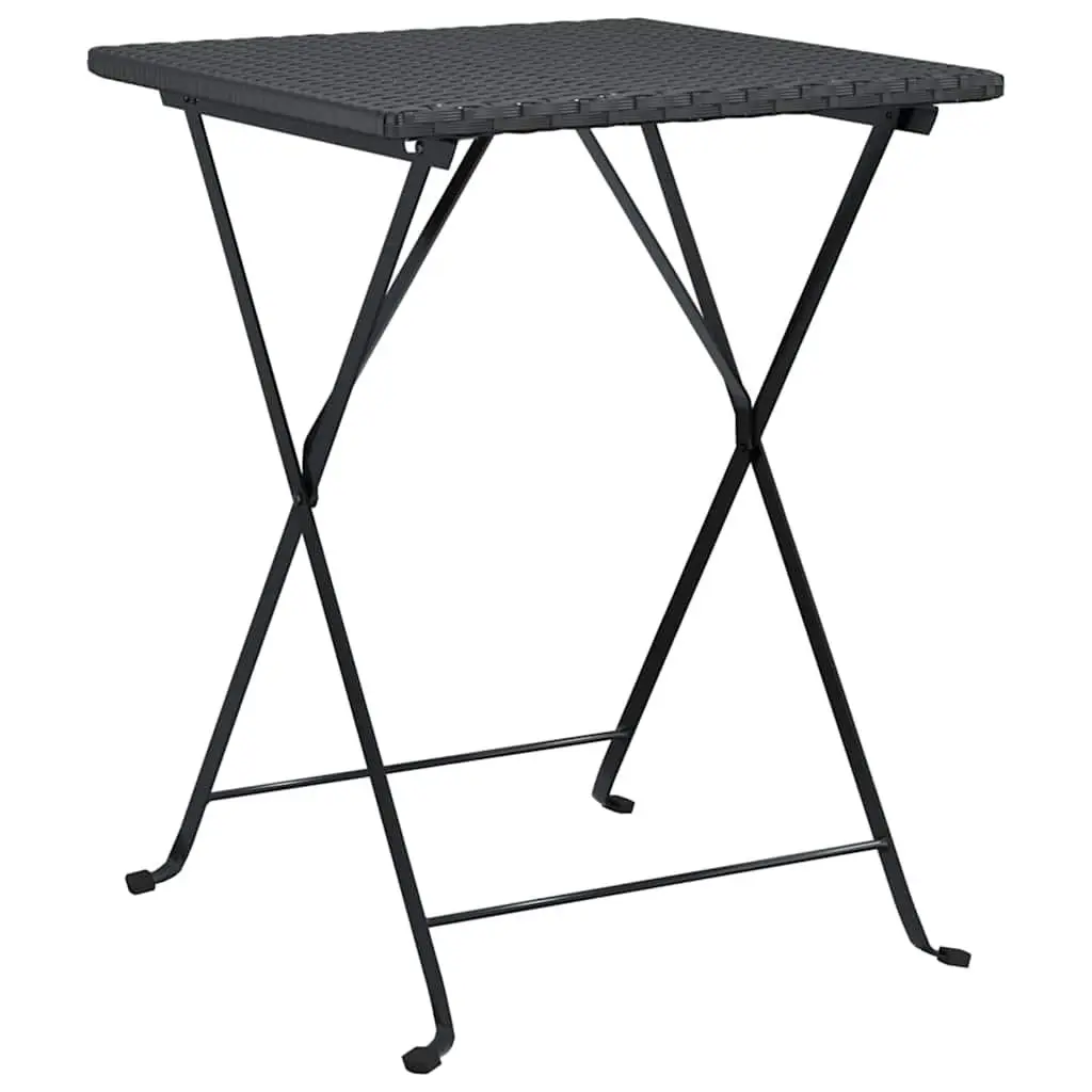 3 Piece Folding Bistro Set Black Outdoor Garden Patio Dining Furniture Rattan