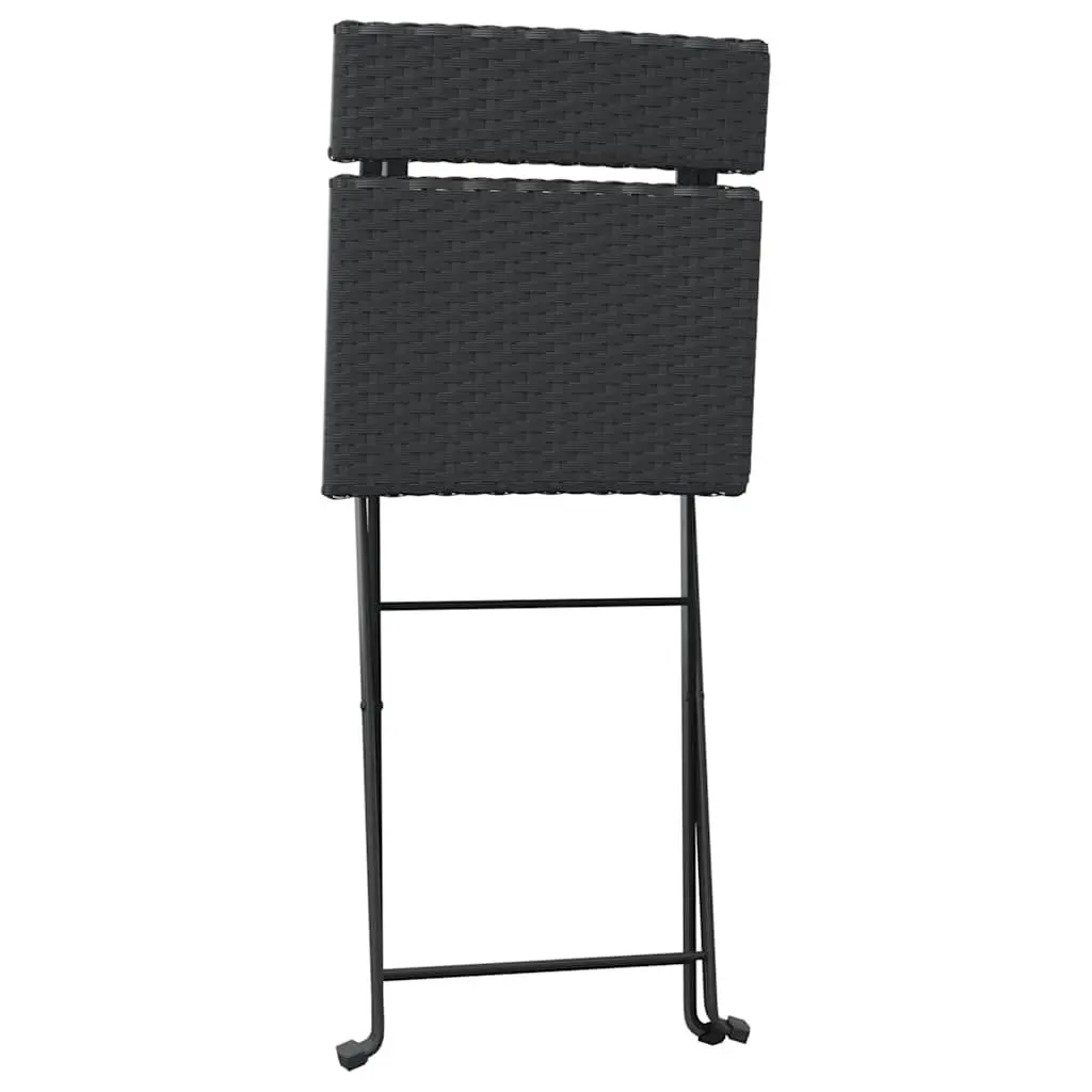 3 Piece Folding Bistro Set Black Outdoor Garden Patio Dining Furniture Rattan