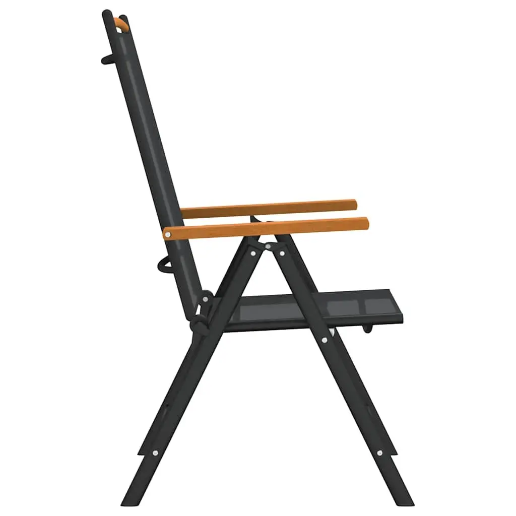 7 Piece Garden Dining Set Black Foldable Chairs Adjustable Backrest WPC Table