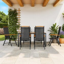 7 Piece Garden Dining Set Black Outdoor Furniture Patio Table Chairs
