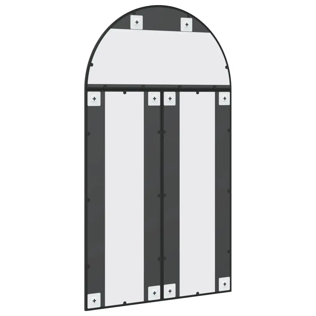 Wall Mirror 80x140 cm Arch Black Iron Frame Glass Decor