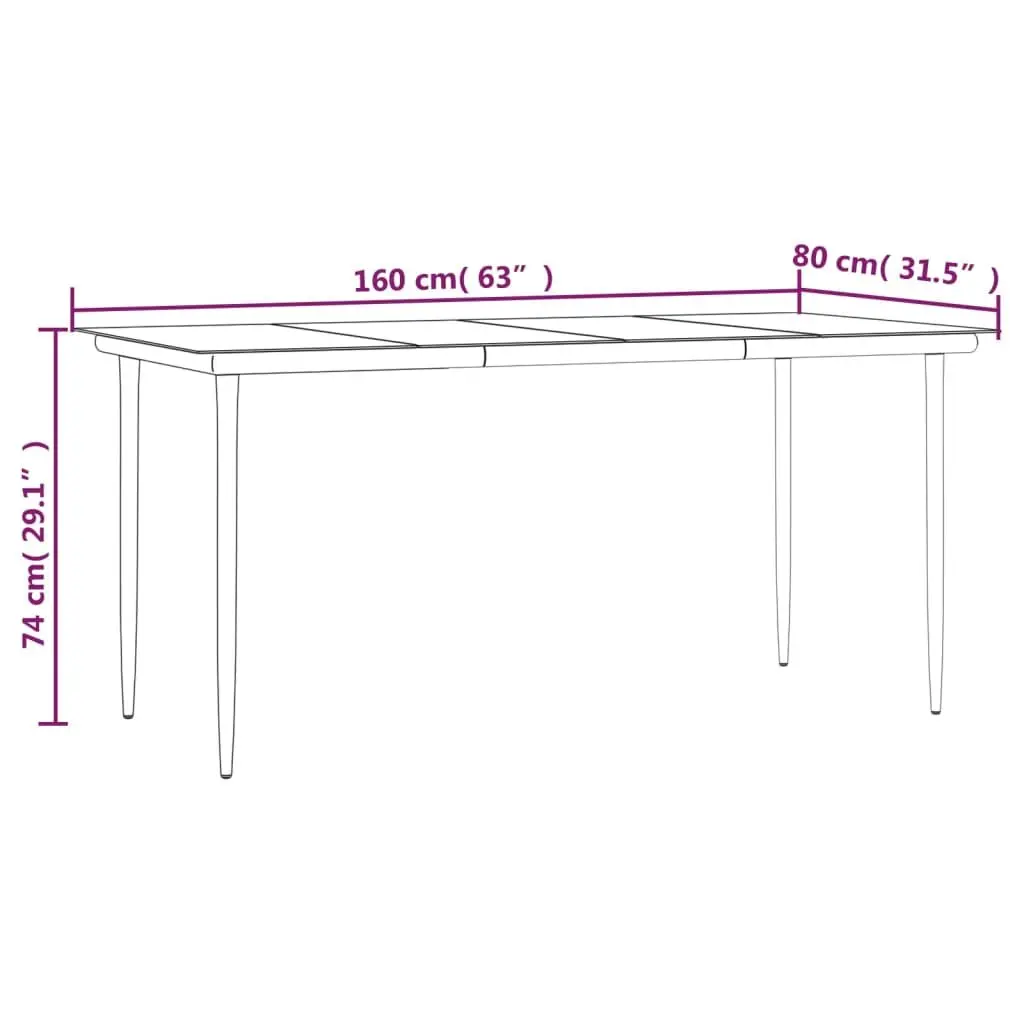 Outdoor Dining Set 7 Piece Black Steel Frame with Weather Resistant Textilene Chairs and Tempered Glass Table for Garden and Patio