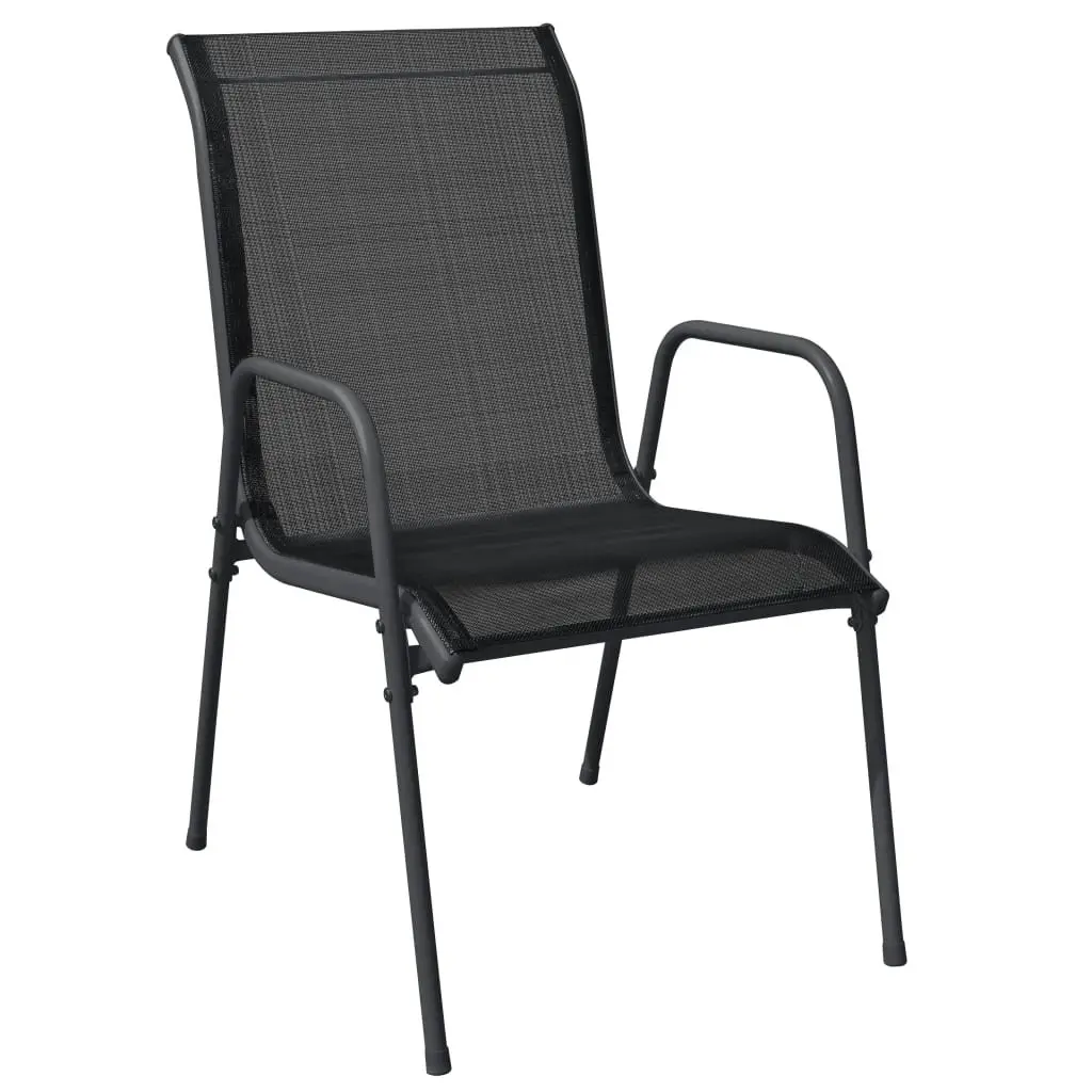 Outdoor Dining Set 7 Piece Garden Furniture Black Steel Glass Patio Table Chairs