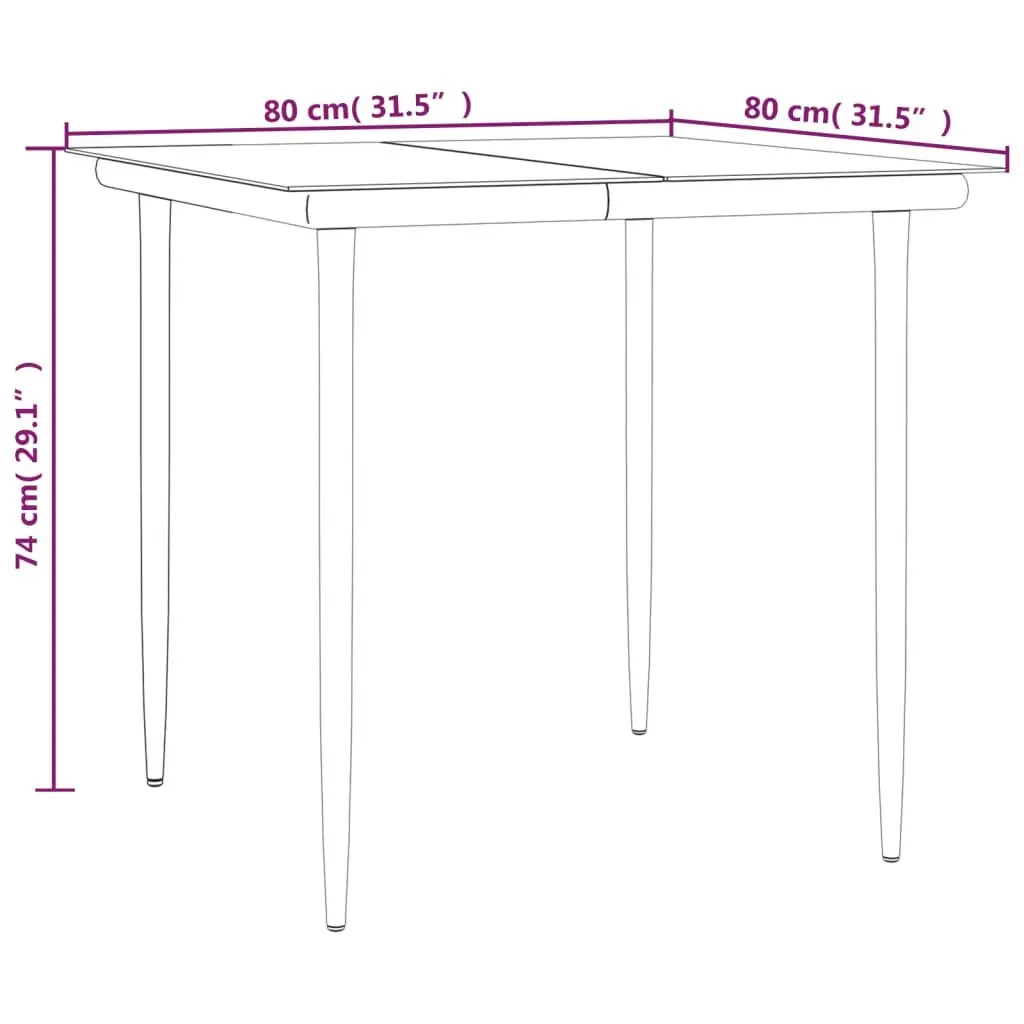 Outdoor Furniture Set 5 Piece Black Steel Textilene Chairs Tempered Glass Table