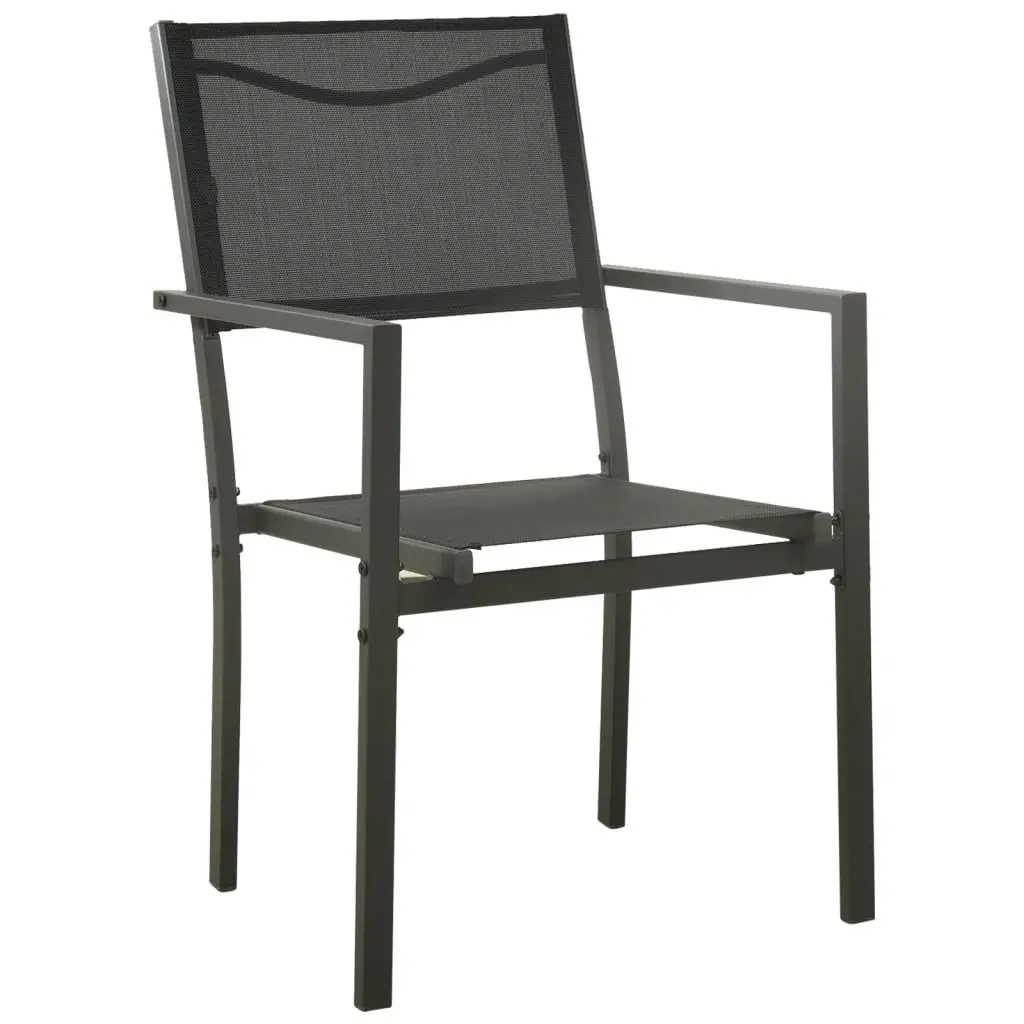 Outdoor Dining Set 5 Piece Black Textilene Chairs with Steel Table for Garden Patio