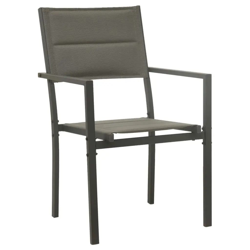 Garden Dining Set 5 Piece Black Steel Frame Textilene Chairs Tempered Glass Table