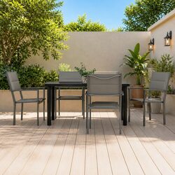 Outdoor Patio Dining Set - 5-Piece with Black Steel Frame