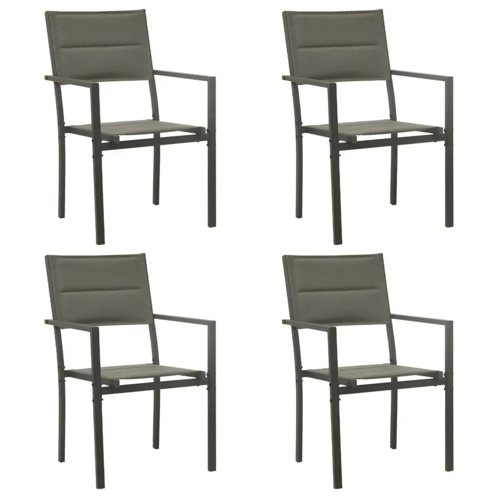 Outdoor Dining Set 5 Piece Black Textilene Chairs Tempered Glass Table Patio