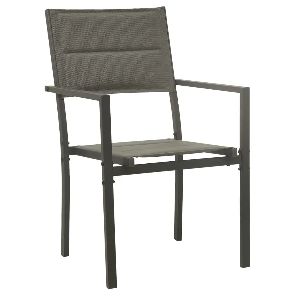 Outdoor Dining Set 5 Piece Black Textilene Chairs Tempered Glass Table Patio