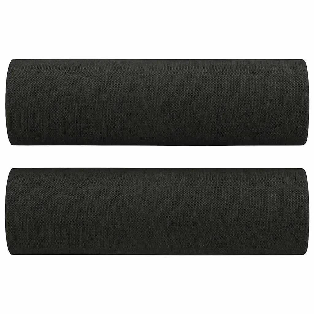 2-Seater Sofa 120cm Black Fabric Modern Lounge Couch with Throw Pillows