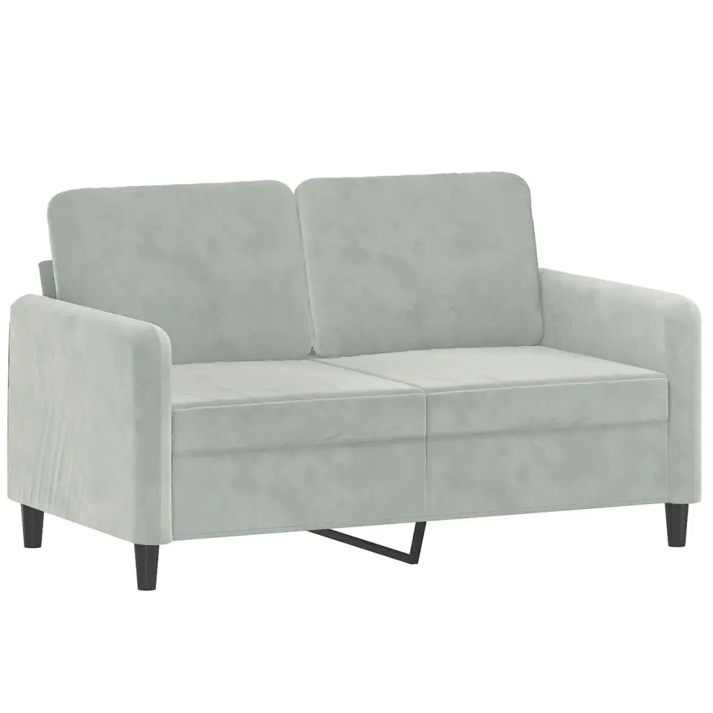 2-Seater Sofa Grey Velvet Modern Living Room Lounge Couch with Throw Pillows