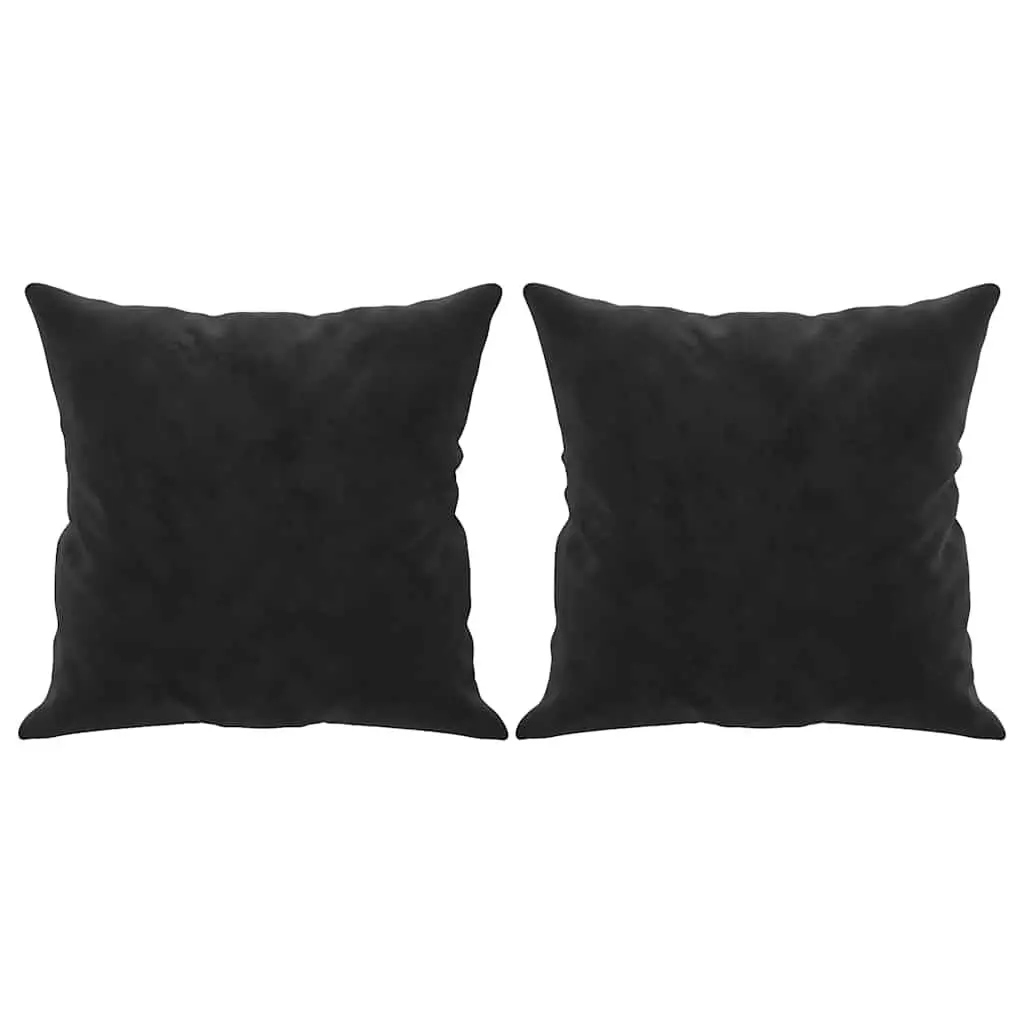 2-Seater Sofa 120cm Black Velvet Modern Lounge Couch with Throw Pillows