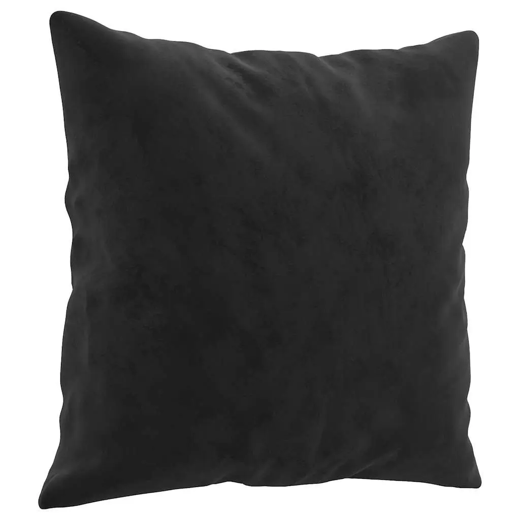 2-Seater Sofa 140cm Black Modern Velvet Couch with Throw Pillows