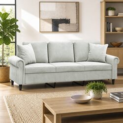 Grey Velvet 3-Seater Sofa Lounge for Your Living Space