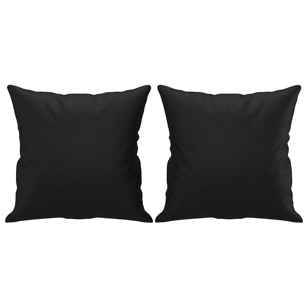 2-Seater Sofa 140cm Black Faux Leather Modern Lounge Couch with Throw Pillows