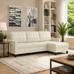 Enhance Your Living Space with a Cream 3-Seater Sofa and Footstool