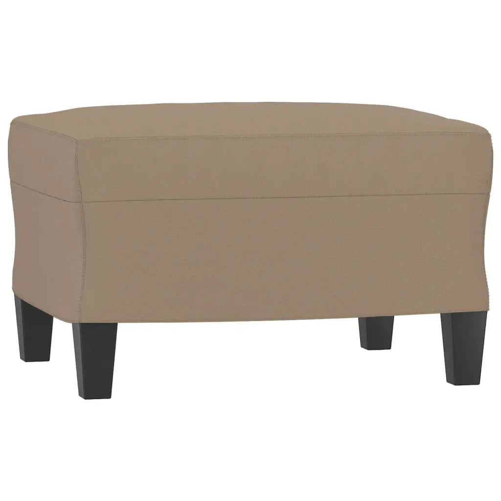 Sofa Chair with Footstool Brown Faux Leather Padded Armchair