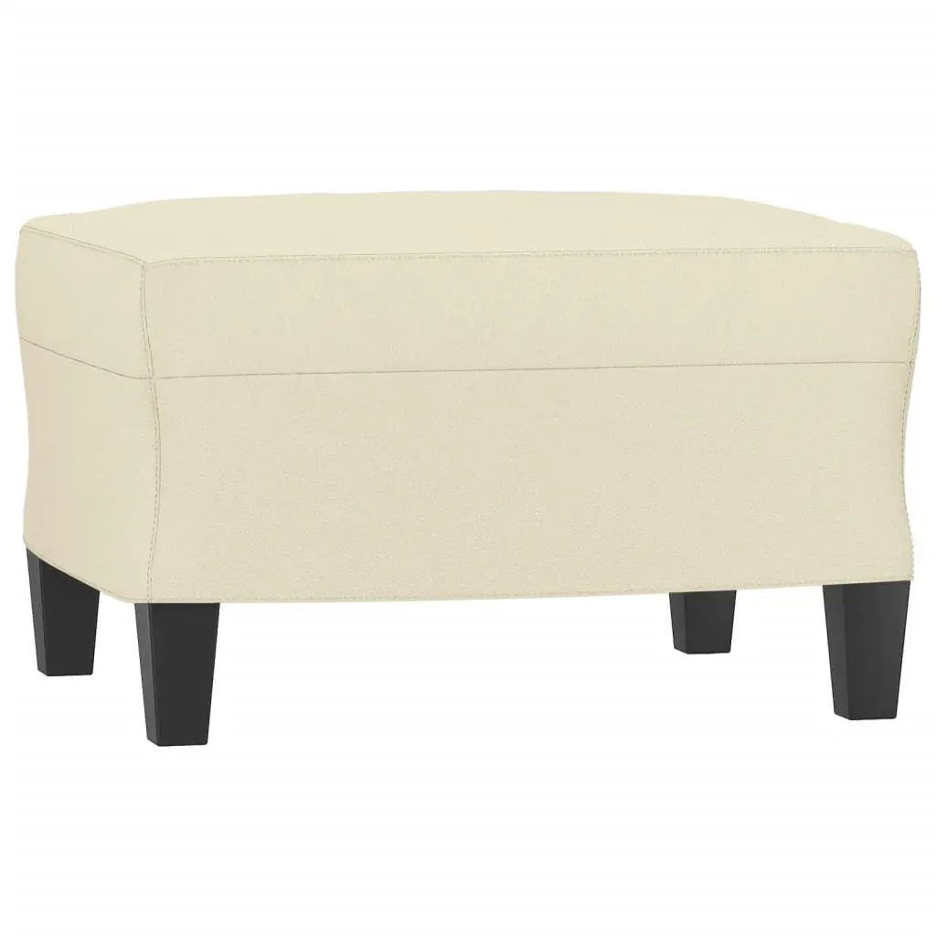 3-Seater Sofa 180cm Cream Faux Leather Upholstery with Footstool