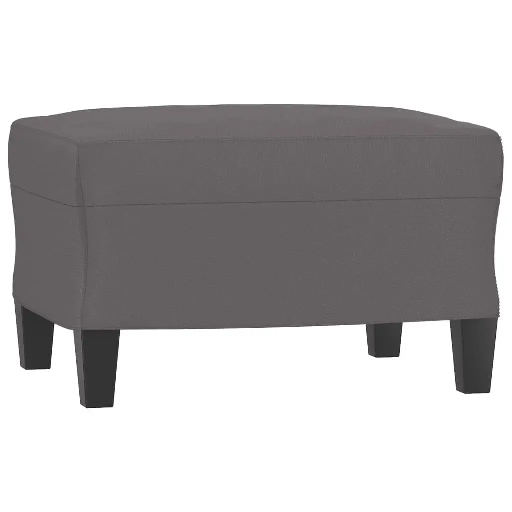 3-Seater Sofa 180cm Grey Faux Leather Durable Upholstery with Footstool