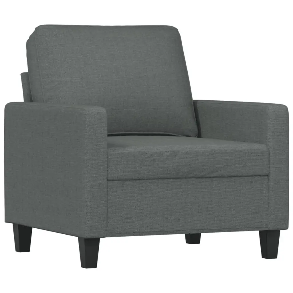 Grey Fabric Sofa Chair with Footstool Armchair Living Room Relaxing Seating