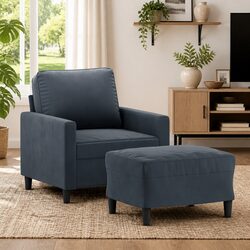 Enhance Your Living Space with a Grey Velvet Chair and Footstool