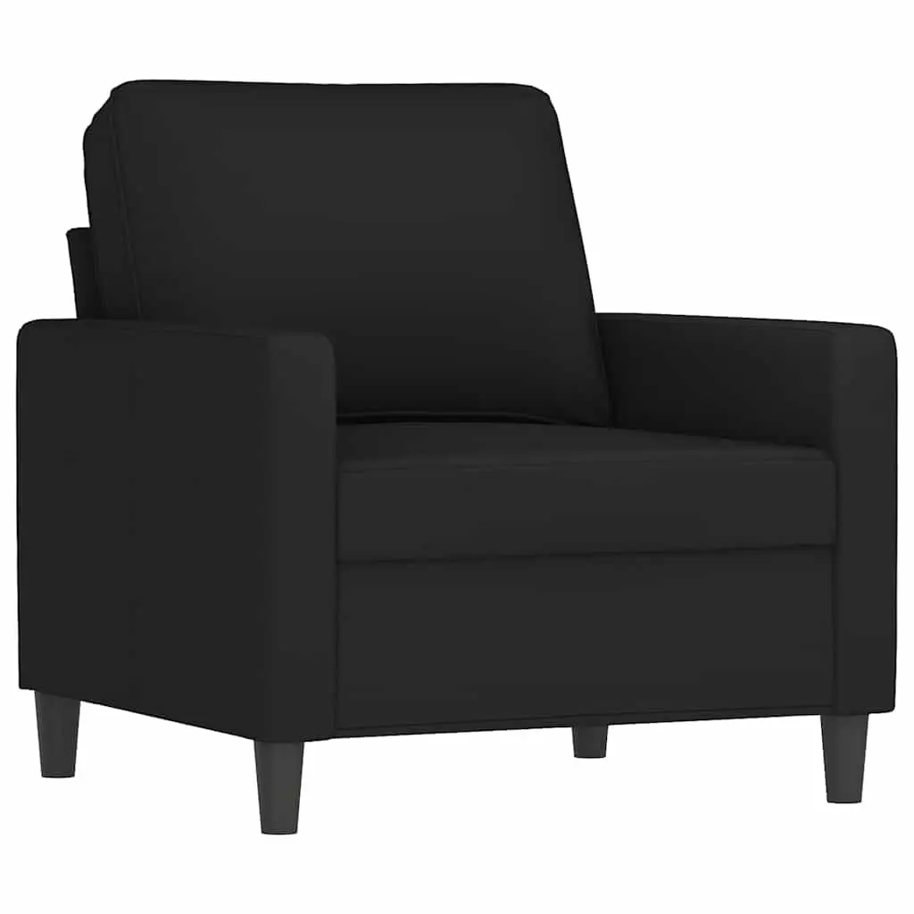 Sofa Armchair 60cm Black Velvet Accent Chair with Footstool