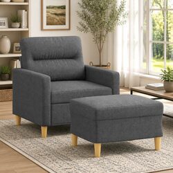 Stylish Grey Fabric Sofa Chair with Footstool for Your Home