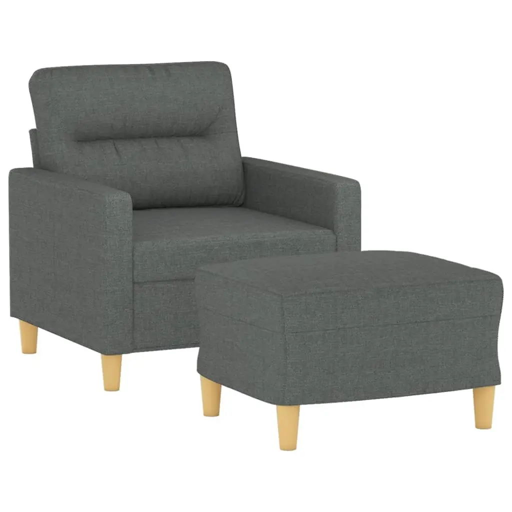 Grey Fabric Sofa Chair Compact Relaxing Armchair with Footstool