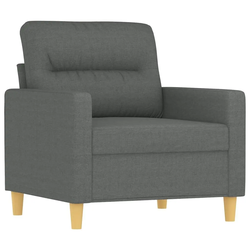 Grey Fabric Sofa Chair Compact Relaxing Armchair with Footstool