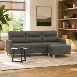 3-Seater Grey Sofa with Footstool to Enhance Your Living Room