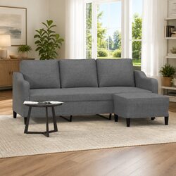 Grey 3-Seater Sofa with Footstool for a Stylish Living Room