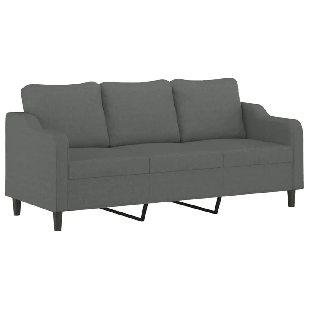 3-Seater Sofa with Footstool Grey 180cm Living Room Lounge Couch Fabric