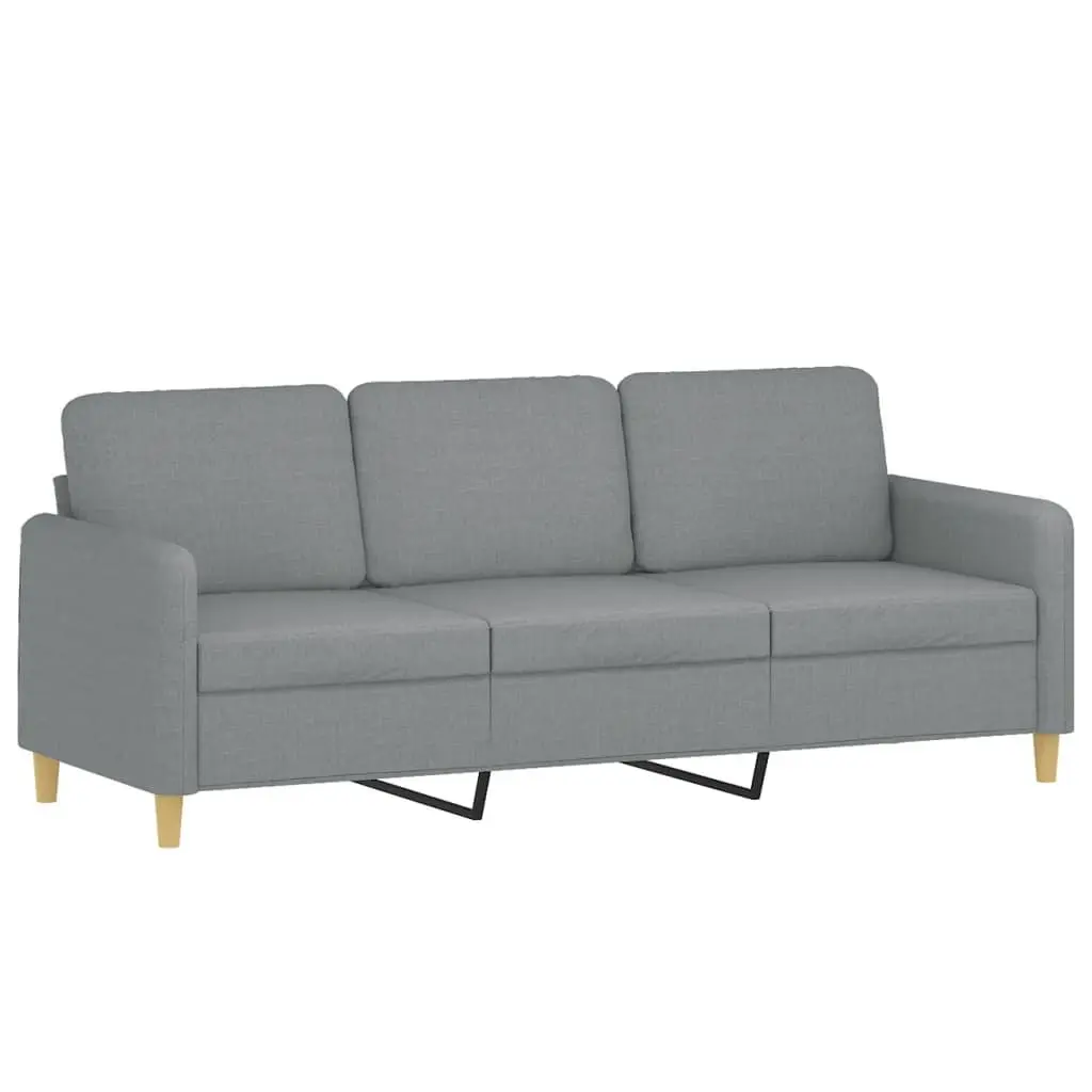 3-Seater Sofa 180cm Grey Durable Fabric Lounge Couch with Footstool