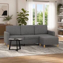 Grey 3-Seater Sofa with Footstool for Your Living Space