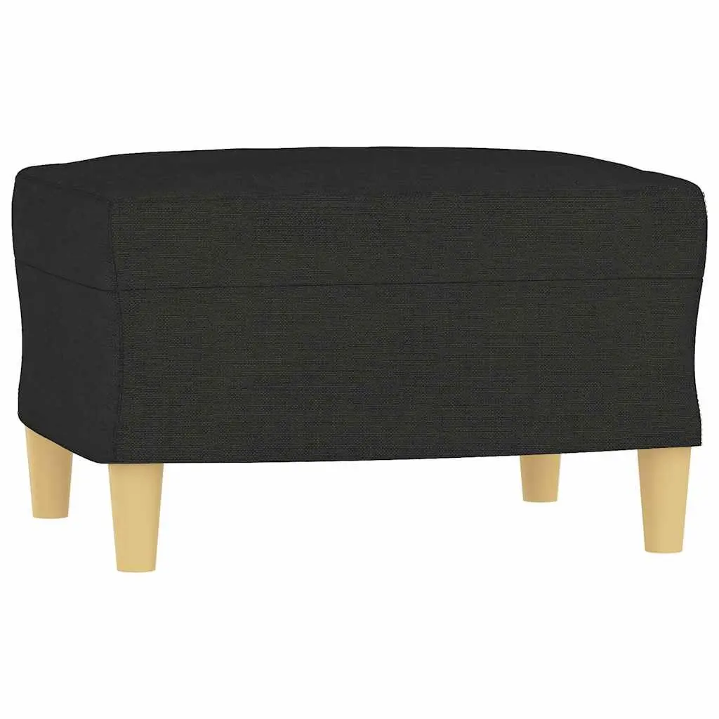 3-Seater Sofa 180cm Black Fabric Lounge Couch with Footstool