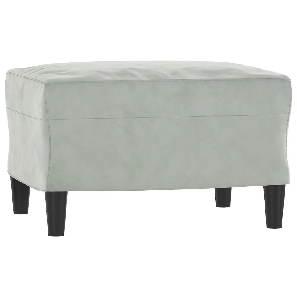 3-Seater Sofa 180cm Grey Velvet Soft Upholstery with Footstool