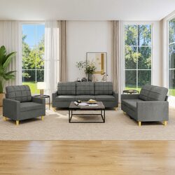 Enhance Your Living Space with a Grey 3-Piece Sofa Set