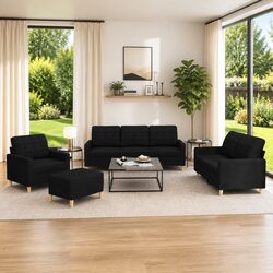 Enhance Your Living Space with This Black Sofa Set