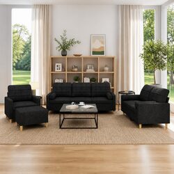 Enhance Your Living Space with a 4 Piece Sofa Set in Black