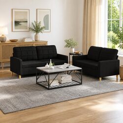 Elevate Your Space with This 2-Piece Black Sofa Set