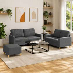 Enhance Your Living Space with a Grey 3 Piece Sofa Set and Cushions