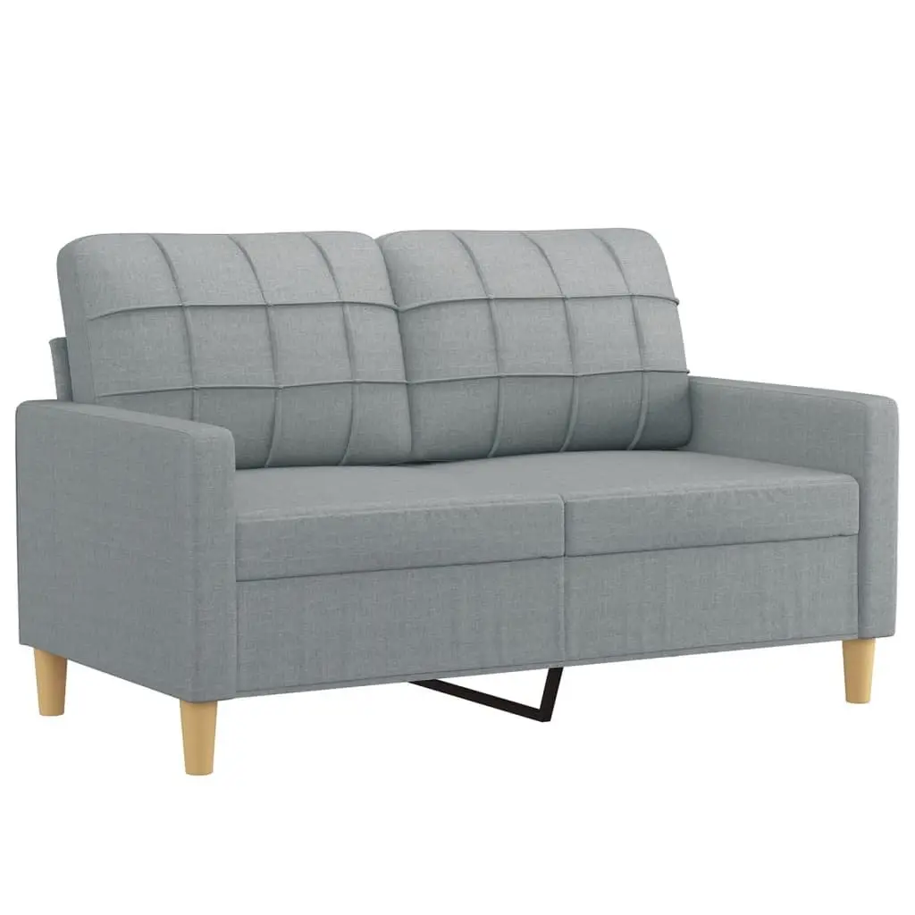 Grey Fabric Lounge Suite Two Piece Set Sturdy Frame Thickly Padded Comfort