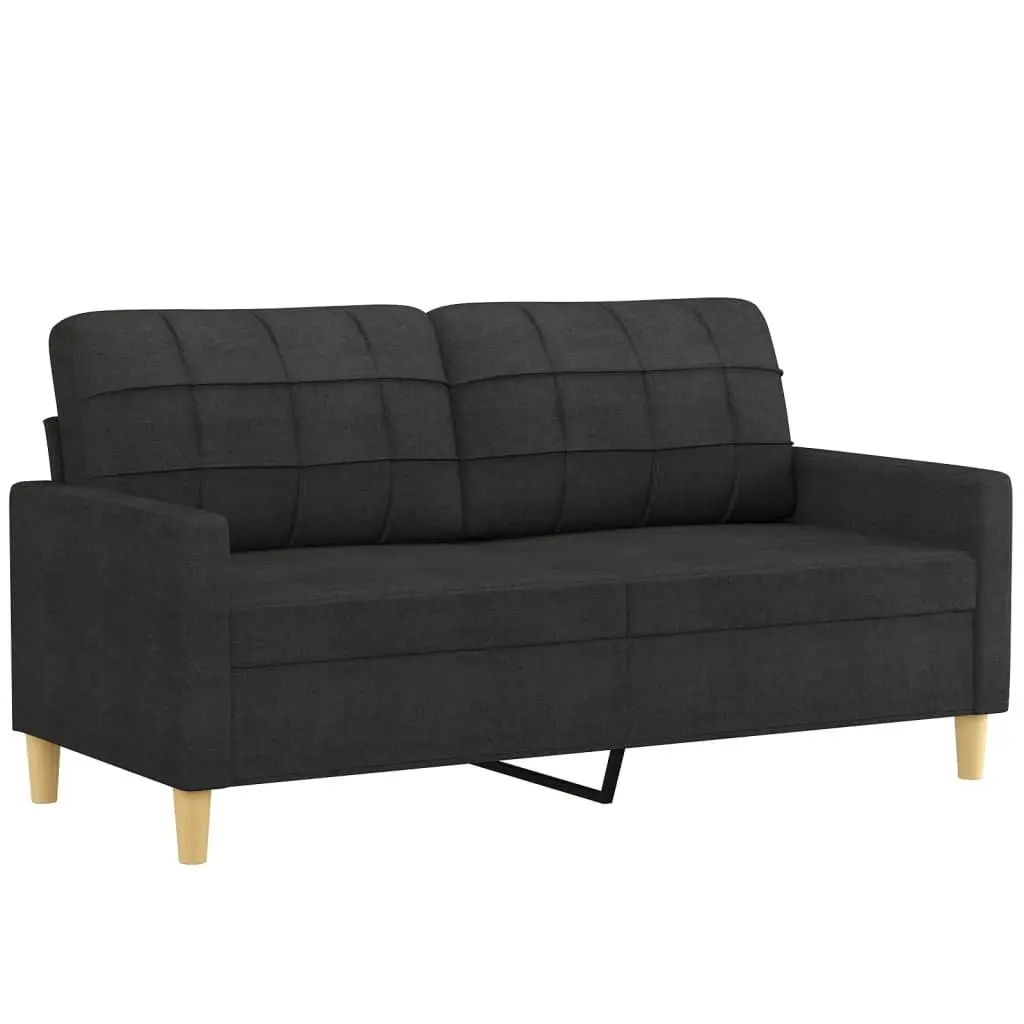 2 Piece Sofa Set Black Fabric Couch Durable Upholstery Sturdy Frame