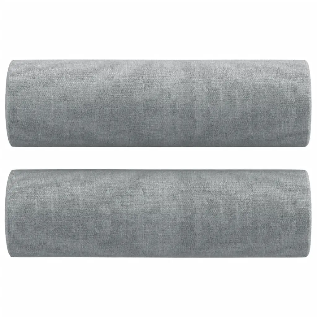 3 Piece Sofa Set with Footstool and Pillows Grey Fabric Living Room Lounge Suite