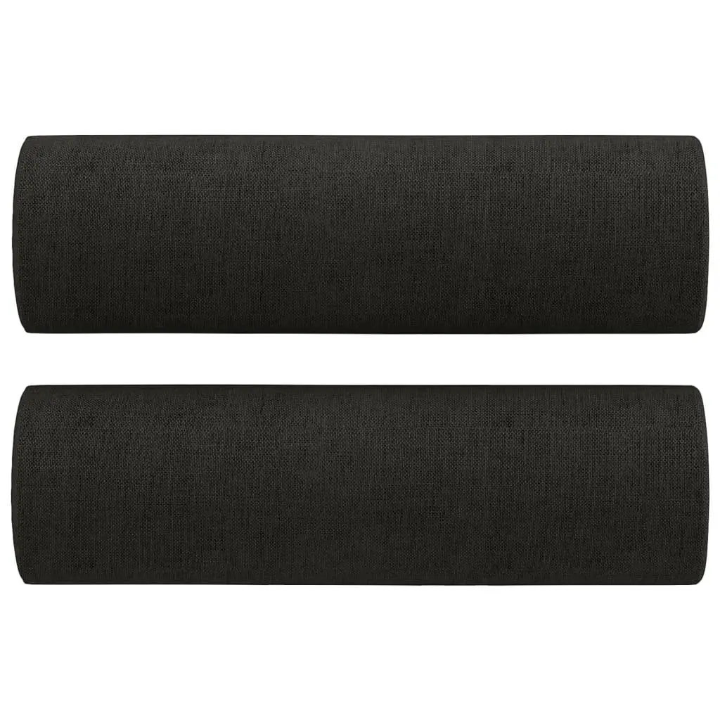 Black Fabric Sofa Set with Footstool and Pillows for Living Room Relaxation