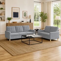 Enhance Your Living Room with this 2 Piece Grey Sofa Set
