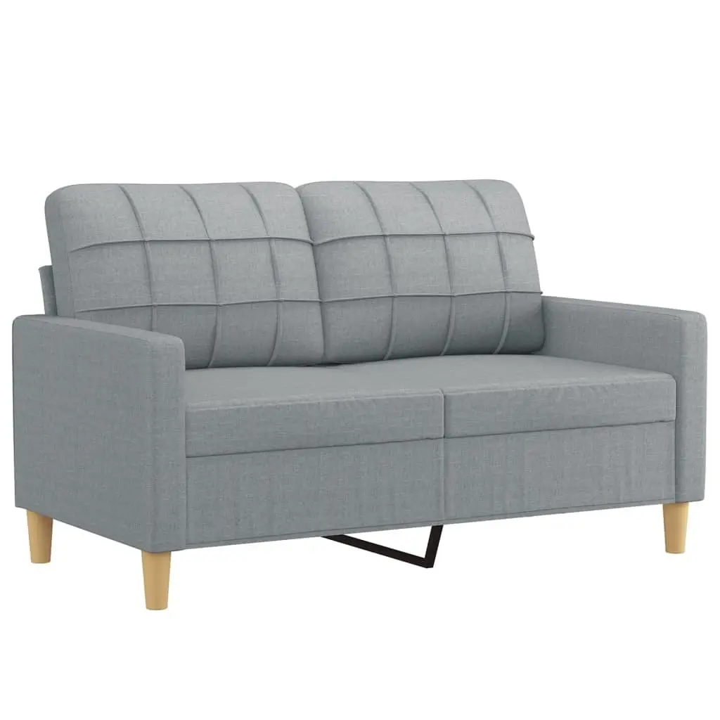 3 Piece Sofa Set Grey Fabric Lounge Suite Armchair Footstool Living Room